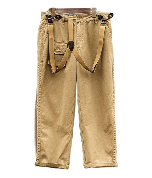 Crush on Retro - Crush on Retro - Mens Suspender Pants Loose Straight Multi-pockets Khaki Overalls Casual Retro Cargo Pants for Male Boyfriend - Givin