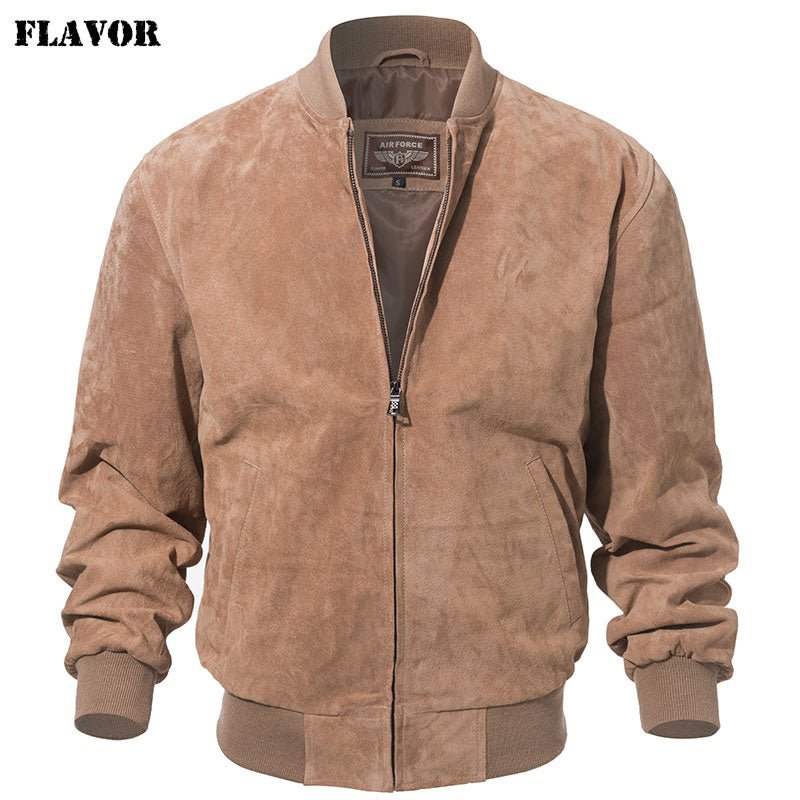 FLAVOR - FLAVOR - Men Classic Real Pigskin Coat Genuine Baseball Bomber Leather Jacket - Givin