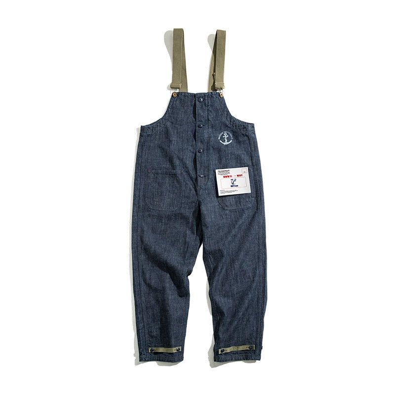 Maden - Maden - Cargo Salopette Homme Jumpsuit American Vintage Navy Overalls And Denim Straight Leg Jeans Mens Trend Pant - Givin