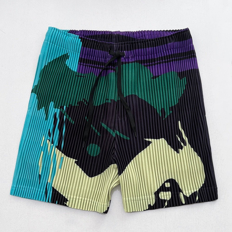 Mi Tempio - Mi Tempio - Mens Tactical Pleated Board Shorts Men Printed Beach Pleats Printed Beach Pants for Male Leisure and Sport - Givin