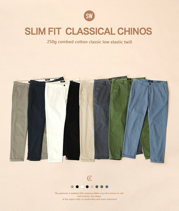 Simwood - Simwood - Casual Pants Men Cotton Slim Fit Chinos Trousers Male Plus Size Pant 482 - Givin