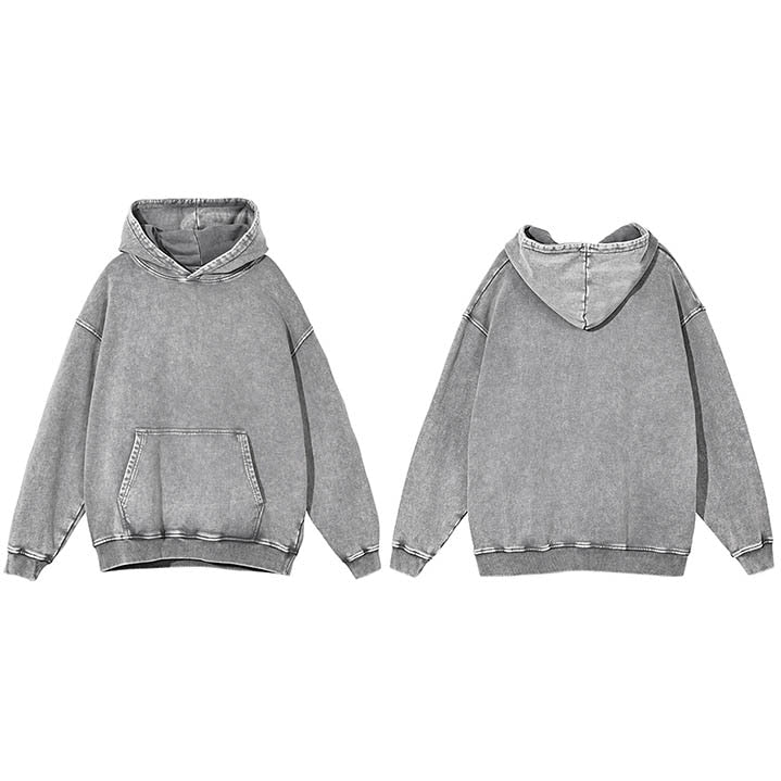 Tiny Spark - Tiny Spark - 7 Soild Color Vintage Washed Hoodie Sweatshirt Men Streetwear Harajuku Hooded Pullover Heavy Cotton Thick Retro - Givin
