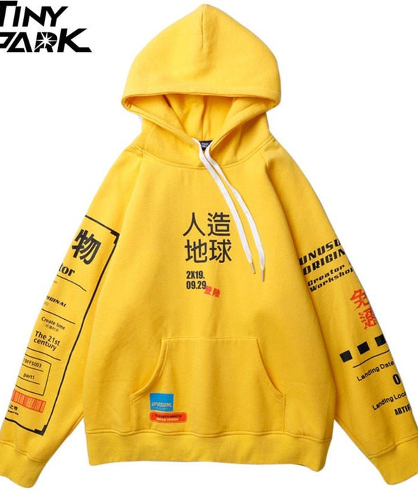 Tiny Spark - Tiny Spark - Harajuku Hoodie Sweatshirt Graphic Graffiti Kanji Streetwear Hoodie Cotton Fleece Pullover Hoodies - Givin