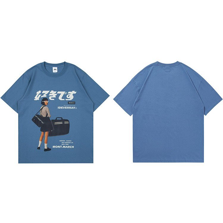 Tiny Spark - Tiny Spark - Streetwear Harajuku T Shirt Girl Japanese Kanji Print Tshirt Men Short Sleeve T-Shirt Cotton Loose Tops Tees - Givin