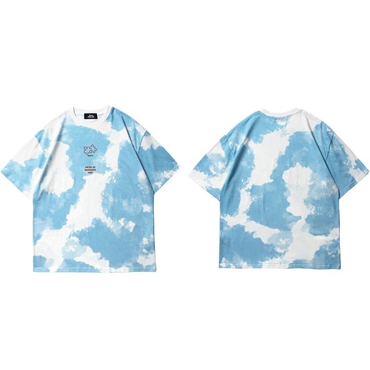 Tiny Spark - Tiny Spark - Tie Dye T-Shirt Streetwear Letter Puzzle Printed Tshirt Men T Shirt Harajuku Cotton Short Sleeve Tops Tees - Givin